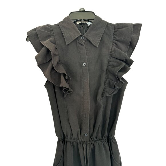 Jeff Black sleeveless ruffle front with buttons and back hidden zipper details s - Picture 2 of 7